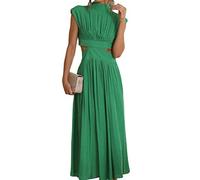 AYAZER Vestidos Largos ahuecados para Mujer, Ropa de Verano para Fiesta de Noche, Cuello levantado, sin Mangas, Vestido Suelto, Ropa de Calle para Club-aS