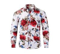 AYBIOSD Camisa con Botones para Hombre Camisa Delgada con Solapa De Manga Larga con Estampado De Moda Informal 3D,Style 7,M
