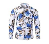 AYBIOSD Camisa con Botones para Hombre Camisa Delgada con Solapa De Manga Larga con Estampado De Moda Informal 3D,Style 8,XL
