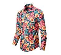 AYBIOSD Camisa con Botones para Hombre, Camisa Delgada con Solapa De Manga Larga, Top con Estampado De Moda Informal 3D,Style 3,L