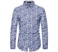 AYBIOSD Camisas De Solapa para Hombre Camisa Delgada con Botones Camisas con Estampado De Moda Informal De Manga Larga,Style 3,5XL
