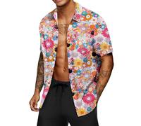 AYBIOSD Camisas Hawaianas De Manga Corta con Estampado Informal Y Solapa Holgada para Hombre,Style 13,XXS
