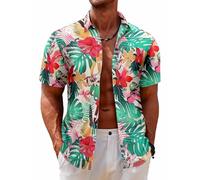 AYBIOSD Camisas Hawaianas De Manga Corta con Estampado Informal Y Solapa Holgada para Hombre,Style 12,XXS