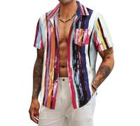 AYBIOSD Camisas Hawaianas De Manga Corta con Estampado Informal Y Solapa Holgada para Hombre,Style 2,8XL