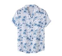AYBIOSD Camisas Hawaianas para Hombre Camisa De Manga Corta con Botón Camisetas Informales De Verano con Flores T Shirts De Aloha para Vacaciones En La Playa,Style 19,L