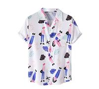 AYBIOSD Camisas Hawaianas para Hombre Camisa De Manga Corta con Botón Camisetas Informales De Verano con Flores T Shirts De Aloha para Vacaciones En La Playa,Style 8,L