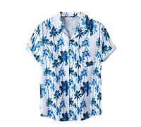 AYBIOSD Camisas Hawaianas para Hombre Camisa De Manga Corta con Botón Camisetas Informales De Verano con Flores T Shirts De Aloha para Vacaciones En La Playa,Style 21,L