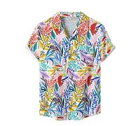 AYBIOSD Camisas Hawaianas para Hombre Camisa De Manga Corta con Botón Camisetas Informales De Verano con Flores T Shirts De Aloha para Vacaciones En La Playa,Style 10,L