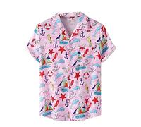 AYBIOSD Camisas Hawaianas para Hombre Camisa De Manga Corta con Botón Camisetas Informales De Verano con Flores T Shirts De Aloha para Vacaciones En La Playa,Style 15,L