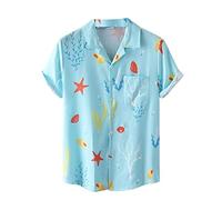 AYBIOSD Camisas Hawaianas para Hombre Camisa De Manga Corta con Botón Camisetas Informales De Verano con Flores T Shirts De Aloha para Vacaciones En La Playa,Style 18,L