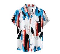 AYBIOSD Camisas Hawaianas para Hombre Camisa De Manga Corta con Botón Camisetas Informales De Verano con Flores T Shirts De Aloha para Vacaciones En La Playa,Style 7,L