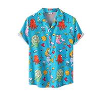 AYBIOSD Camisas Hawaianas para Hombre Camisa De Manga Corta con Botón Camisetas Informales De Verano con Flores T Shirts De Aloha para Vacaciones En La Playa,Style 26,L