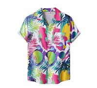 AYBIOSD Camisas Hawaianas para Hombre Camisa De Manga Corta con Botón Camisetas Informales De Verano con Flores T Shirts De Aloha para Vacaciones En La Playa,Style 13,L