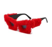 AYBIOSD Gafas De Sol De Felpa para Mujer Cat Eye Shades Gafas De Sol De Terciopelo Suave Punk para Fiesta Cosplay Masquerade Eyewear,Rojo
