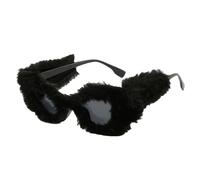 AYBIOSD Gafas De Sol De Felpa para Mujer Cat Eye Shades Gafas De Sol De Terciopelo Suave Punk para Fiesta Cosplay Masquerade Eyewear,Negro