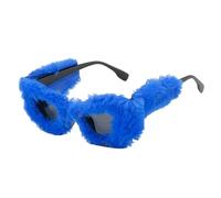 AYBIOSD Gafas De Sol De Felpa para Mujer Cat Eye Shades Gafas De Sol De Terciopelo Suave Punk para Fiesta Cosplay Masquerade Eyewear,Azul