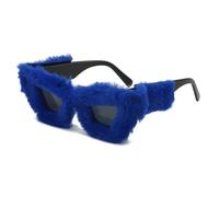 AYBIOSD Gafas De Sol De Felpa para Mujer Cat Eye Shades Gafas De Sol De Terciopelo Suave Punk para Fiesta Cosplay Masquerade Eyewear,Azul