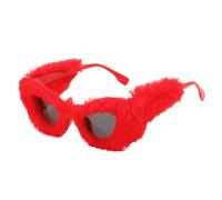 AYBIOSD Gafas De Sol De Felpa para Mujer Cat Eye Shades Gafas De Sol De Terciopelo Suave Punk para Fiesta Cosplay Masquerade Eyewear,Rojo