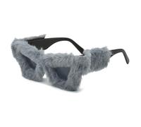 AYBIOSD Gafas De Sol De Felpa para Mujer Cat Eye Shades Gafas De Sol De Terciopelo Suave Punk para Fiesta Cosplay Masquerade Eyewear,Gris