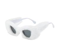 AYBIOSD Gafas De Sol De Felpa para Mujer Cat Eye Shades Gafas De Sol De Terciopelo Suave Punk para Fiesta Cosplay Masquerade Eyewear,Blanca