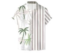 AYBIOSD Hombres Casual Camisas Hawaianas Verano Manga Corta Botón Abajo Camisa Playa Plus Size Rayas Patrón Impreso Tops,Style 1,M
