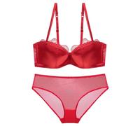 AYBIOSD Sujetador Brillante De Encaje Sexy para Mujer Sujetador Push Up con Aros Demi Sujetador Sin Rastro Conjuntos De Lencería,Bright Red,75A