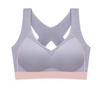 AYBIOSD Sujetadores Deportivos con Espalda De Belleza para Mujer, Sujetador Cómodo con Almohadillas Extraíbles, Sujetador Sin Aros De Talla Grande,Púrpura,L