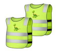 AYBUY 2 Pcs Chalecos Reflectantes Verde Fluorescente para Niños Carrera, E