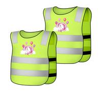 AYBUY 2 Pcs Chalecos Reflectantes Verde Fluorescente para Niños Carrera, L