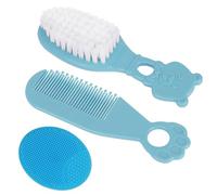 AYBUY Cepillo y Peine para Bebés, 3 pcs Cepillo Costra Láctea Bebe, Peine con Cantos Redondeados Cerdas Suaves Naturales, Cepillo de Masaje Cuero Cabelludo Silicona, Ideal Recién Nacidos, C