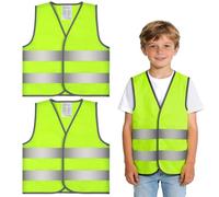 AYBUY Chalecos Reflectantes para Niños, 2 Piezas Chaleco de Alta Visibilidad para Niños, Chaleco de Seguridad para Niños Carrera, Viajes Escolares, Ciclismo, Amarillo Fluorescente, XS