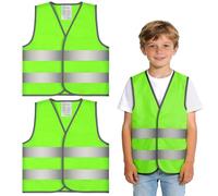 AYBUY Chalecos Reflectantes para Niños, 2 Piezas Chaleco de Alta Visibilidad para Niños, Chaleco de Seguridad para Niños Carrera, Viajes Escolares, Ciclismo, Verde Fluorescente, L