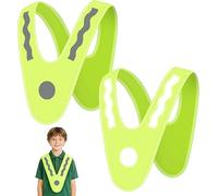 AYBUY Chalecos Reflectantes para Niños, 2 Piezas Chaleco Reflectante Niño, 360 ° en Forma de V, 4 Banda Reflectante, Chaleco Reflector Verde para Niños Carrera, Viajes Escolares Camping,Ciclismo