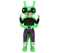 AYBUY Disfraz Inflable Alien Hinchable, Adulto Inflable Disfraz Verde Aliendivertido, Traje Extraterrestre De Cabeza Grande, Traje Marciano para Halloween y Carnaval, Cosplay