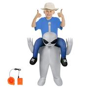AYBUY Disfraz Inflable Alien Hinchable Plata para Niño, Divertido para Fiesta, Carnaval, Halloween, Cosplay, Cumpleaños, Navidad, Mardi Gras, 110-145 cm