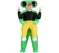 AYBUY Disfraz Inflable Alien Hinchable, Ropa infantil inflable, Traje Extraterrestre De Globo Ocular De Gran con sistema de inflación, Traje Marciano verde para Halloween, Carnaval, Cosplay, 120-150cm