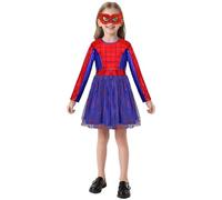 AYBUY Disfraz Spider Niña, Ojos Vestido de Lujo de araña con Mascaras, Disfraz Halloween Niña, Kids Superhero Fancy Dress para Carnaval Navidad Cumpleaños,110