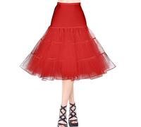 AYBUY Enaguas Muje, Vintage Retro Enaguas 50 Plain Diferentes Tamaños, Enagua con Encajes para Vestidos de Noch de graduación, Vestidos de Noviae 1950 Rockabilly (Rojo,M)