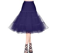 AYBUY Enaguas Muje, Vintage Retro Enaguas 50 Plain Diferentes Tamaños, Enagua con Encajes para Vestidos de Noch de graduación, Vestidos de Noviae 1950 Rockabilly (Azul marino,M)