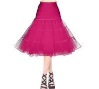 AYBUY Enaguas Muje, Vintage Retro Enaguas 50 Plain Diferentes Tamaños, Enagua con Encajes para Vestidos de Noch de graduación, Vestidos de Noviae 1950 Rockabilly (Rojo rosa,M)