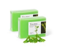 AYBUY Jabón Natural de Arbol de Té, Jabón Exfoliante, Barra Exfoliante para Rostro y Cuerpo, Jabóns de baño iluminador de limpieza profunda, Limpieza Facial para Piel Grasa y piel seca (2 * 100 g)