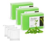 AYBUY Jabón Natural de Arbol de Té, Jabón Exfoliante con 3*Red de burbujas, Barra Exfoliante para Rostro y Cuerpo, Jabóns de baño iluminador de limpieza profunda para Piel Grasa y piel seca (3*100 g)