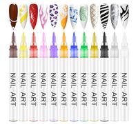 AYBUY Nail Art1 Pens Set, 12 Colors bolígrafo de dibujo de graffiti de uñas, Bolígrafo de Uñas Nail Art 3D, Plumín de Punto Graffiti, nails art marker, para Navidad Halloween Carnaval de uñas DIY, B