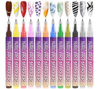 AYBUY Nail Art1 Pens Set, 12 Colors bolígrafo de dibujo de graffiti de uñas, Bolígrafo de Uñas Nail Art 3D, Plumín de Punto Graffiti, nails art marker, para Navidad Halloween Carnaval de uñas DIY, A