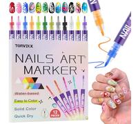 AYBUY Nail Art1 Pens Set, 12 Colors bolígrafo de dibujo de graffiti de uñas, Bolígrafo de Uñas Nail Art 3D, Plumín de Punto Graffiti, nails art marker, para Navidad Halloween Carnaval de uñas DIY, C