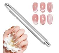 AYBUY Palos Imán Magnético Stick uñas, 3 en 1 Imán de ojo de gato para uñas doble, Magnético Lápiz de Diseño de Uñas cilíndrica y bola, herramienta para Ojo de Gato DIY Nail, Plateado