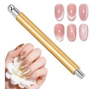 AYBUY Palos Imán Magnético Stick uñas, 3 en 1 Imán de ojo de gato para uñas doble, Magnético Lápiz de Diseño de Uñas cilíndrica y bola, herramienta para Ojo de Gato DIY Nail, Amarillo