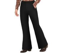 AYBUY Pantalones Acampanados para Hombre de los años 70, Pantalones de Discoteca para Hombre, Pantalone de Disfraz Retro, Vintage, Corte Elástico, Pierna Ancha, para Carnaval, Discoteca, Negro- M
