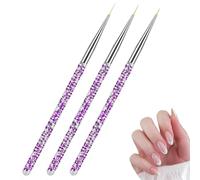 AYBUY Pinceles para Uñas, 3 PCS Cepillo Uñas Para Pintura Brochas, Nail Art Pintura Dibujo Línea Herramienta, Detalle Para Dibujando Patrones para Uso Diseñol y Bricolaje, Púrpura