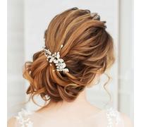 AYBUY Tocado nupcial para el pelo de la novia, accesorio para el pelo de flores, Tocados de Boda con Perlas de Diamantes de Imitación para Mujeres y Niñas para Boda Fiesta Velada (B)